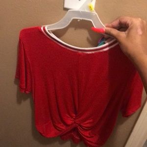 Front tie red crop top